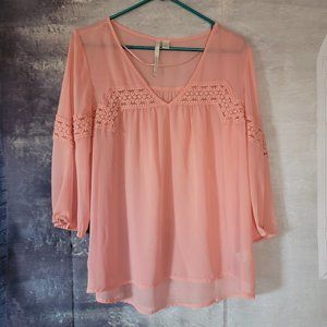 LC Lauren Conrad Sheer Peach Blouse